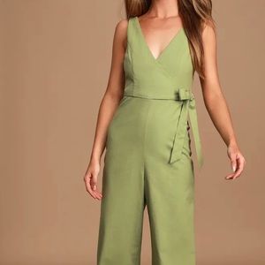 Sage Green Sleeveless Wide Leg Jumpsuit